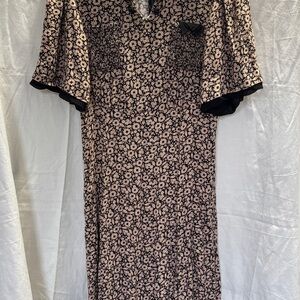 Floral Black and Cream Women's Dress